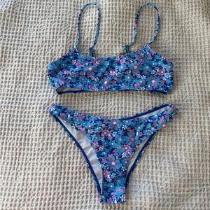 Floral Blue Two-Piece Bikini Set